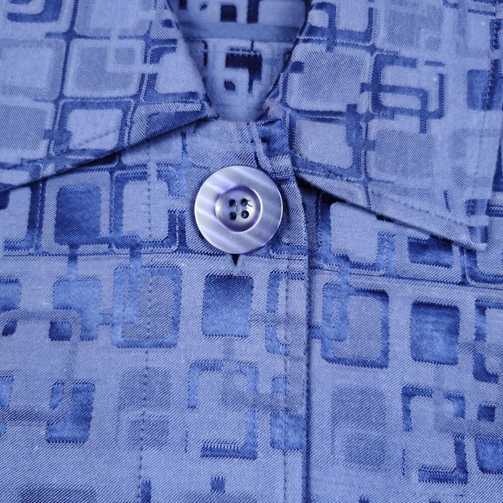 Chicos Blazer Jacket Womens 1 Medium Blue Geometric Buttoned - Picture 4 of 9